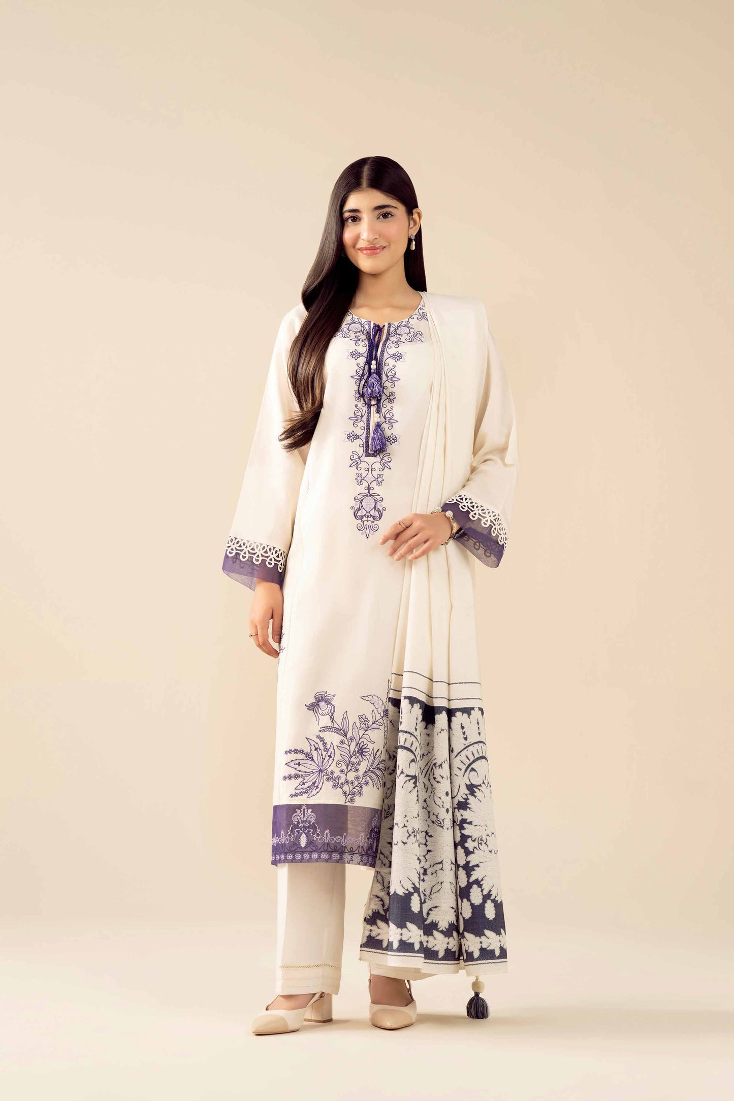 3 Piece - Embroidered Suit - PW25-471