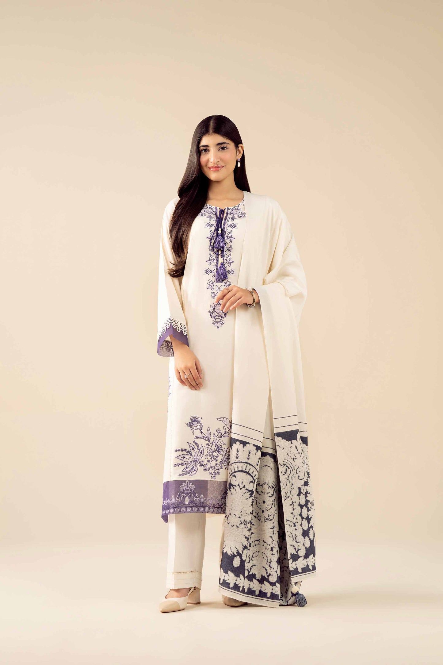 3 Piece - Embroidered Suit - PW25-471