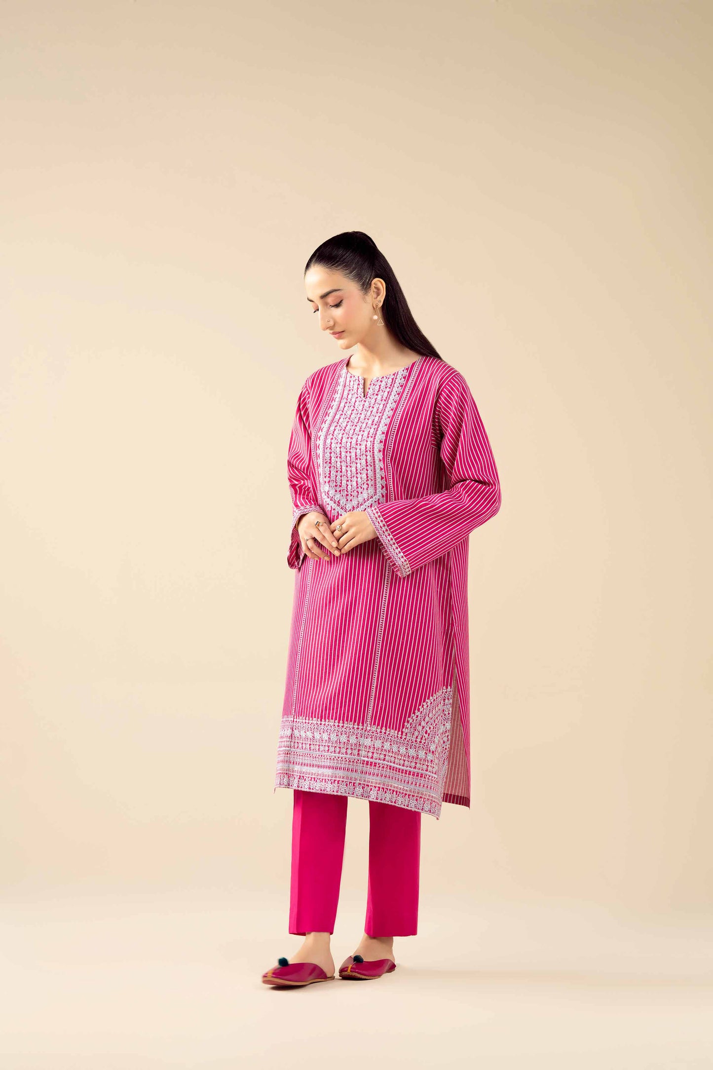 2 Piece - Printed Embroidered Suit - PW25-86