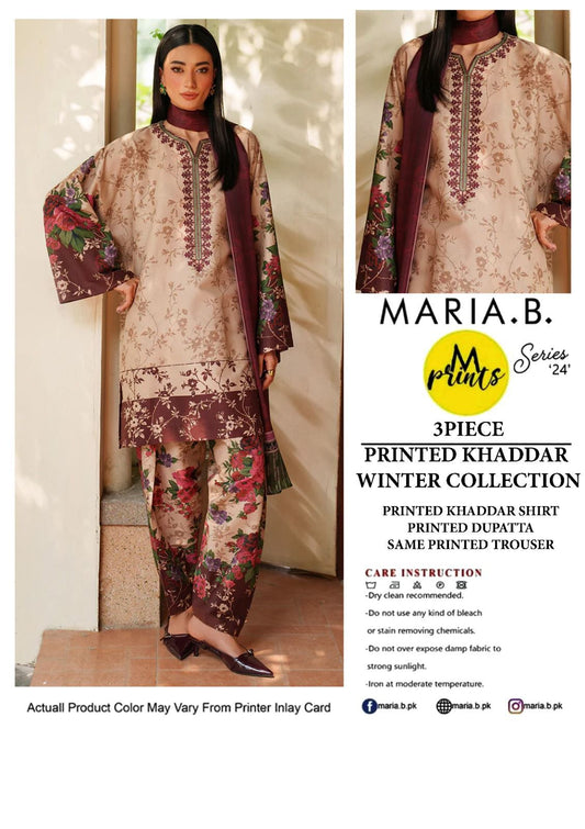 MARIA.B. M Prints '24 | 3-Piece Printed Khaddar Winter